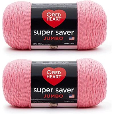 Red Heart Super Saver Jumbo Hilo color rosa, paquete de 2 de 396 g, acrílico, estambre mediano de peso 4, 680 m, punto/ganchillo Red Heart Super Saver Jumbo Hilo color rosa, paquete de 2 de 396 g, acrílico, estambre mediano de peso 4, 680 m, punto/ganchillo