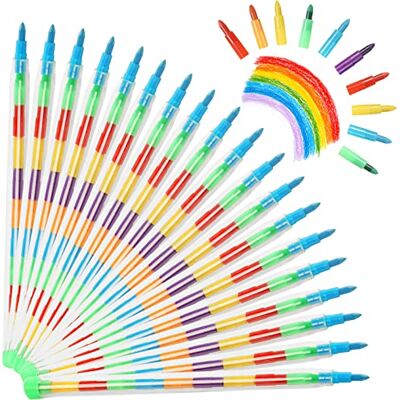 Vicloon Ceras de Colores Apilables, 20 PCS Ceras de Colores para Niños, Lápices para Construir, Juguete de Crayones de Colores para Reunión Familiars, Regalo de Cumpleaños para Niños (11 colores en 1) Vicloon Ceras de Colores Apilables, 20 PCS Ceras de Colores para Niños, Lápices para Construir, Juguete de Crayones de Colores para Reunión Familiars, Regalo de Cumpleaños para Niños (11 colores en 1)