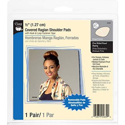 Dritz Hombreras raglán cubiertas de 1,27 cm con cinta de velcro, beige, poliespuma, natural Dritz Hombreras raglán cubiertas de 1,27 cm con cinta de velcro, beige, poliespuma, natural