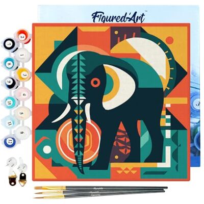 Mini Pintar por Números 20x20cm con marco para Adultos Elefante Art-Deco Abstracto Manualidades con pintura acrílica Kit Cuadro DIY completo Mini Pintar por Números 20x20cm con marco para Adultos Elefante Art-Deco Abstracto Manualidades con pintura acrílica Kit Cuadro DIY completo