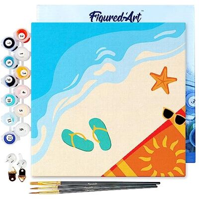 ART Mini Pintar por Números 20x20cm con marco para Adultos En la playa Manualidades con pintura acrílica Kit Cuadro DIY completo ART Mini Pintar por Números 20x20cm con marco para Adultos En la playa Manualidades con pintura acrílica Kit Cuadro DIY completo
