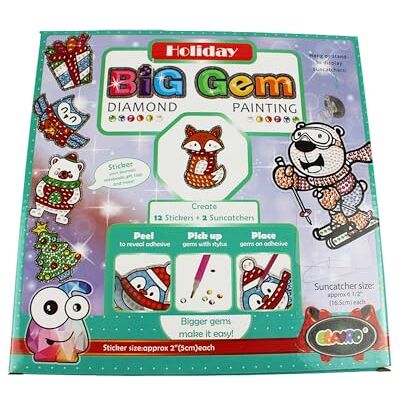 Pracht Creatives Hobby Diamond Painting Box Holiday, para 12 pegatinas y 2 cuadros de ventana con motivos festivos, set de manualidades para pintar con piedras brillantes, para niños a partir de 8 años Pracht Creatives Hobby Diamond Painting Box Holiday, para 12 pegatinas y 2 cuadros de ventana con motivos festivos, set de manualidades para pintar con piedras brillantes, para niños a partir de 8 años