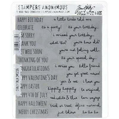 Stampers Anonymous Art Gone Wild Crazy Talk Juego de sellos adhesivos, gris, 7 x 8.5 pulgadas Stampers Anonymous Art Gone Wild Crazy Talk Juego de sellos adhesivos, gris, 7 x 8.5 pulgadas