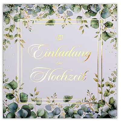 ART Juego de 20 invitaciones de boda, 135 x 135 mm, con insertos y sobres impresos, diseño dorado ART Juego de 20 invitaciones de boda, 135 x 135 mm, con insertos y sobres impresos, diseño dorado