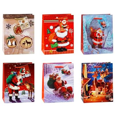 TSI Bolsas de regalo (tamaño mediano, 12 unidades, 6 modelos diferentes), diseño navideño 7 TSI Bolsas de regalo (tamaño mediano, 12 unidades, 6 modelos diferentes), diseño navideño 7