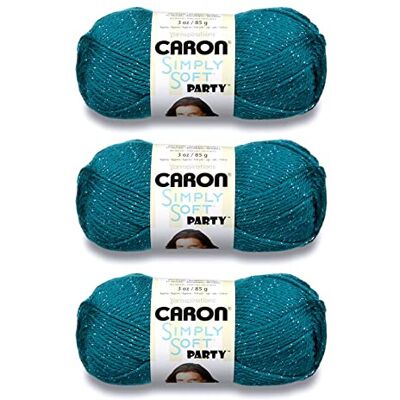 Caron Simply Soft Party Ovillo de lana brillante verde azulado, paquete de 3 unidades de 85 g, acrílico, 4 medianos (peinado), 164 yardas, tejer, ganchillo y manualidades Caron Simply Soft Party Ovillo de lana brillante verde azulado, paquete de 3 unidades de 85 g, acrílico, 4 medianos (peinado), 164 yardas, tejer, ganchillo y manualidades