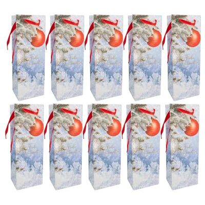 Idena Bolsas de Navidad blancas para botellas, 10 unidades, bolsas de regalo de tamaño 12 x 36 x 9 cm, bolsas de papel para Navidad Idena Bolsas de Navidad blancas para botellas, 10 unidades, bolsas de regalo de tamaño 12 x 36 x 9 cm, bolsas de papel para Navidad