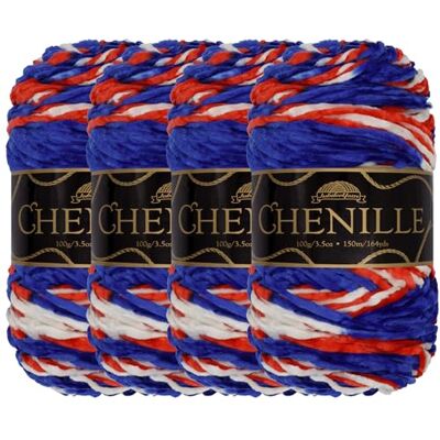 BambooMN JubileeYarn Hilo de chenilla, grosor medio, 100 g/madeja, Aztlán, terciopelo multicolor jaspeado, 4 madejas BambooMN JubileeYarn Hilo de chenilla, grosor medio, 100 g/madeja, Aztlán, terciopelo multicolor jaspeado, 4 madejas