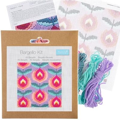 Trimits Kit de bordado Bargello: diseño floral sobre lienzo preimpreso (20,3 x 20,3 cm) con hilo, aguja, diagrama codificado por colores e instrucciones Trimits Kit de bordado Bargello: diseño floral sobre lienzo preimpreso (20,3 x 20,3 cm) con hilo, aguja, diagrama codificado por colores e instrucciones