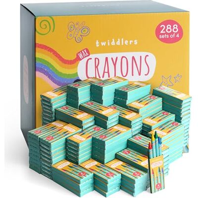 THE TWIDDLERS TWIDDLERS 288 cajas de crayones de cera, 4 por caja, paquetes de colores mixtos, perfectos para aulas escolares y restaurantes THE TWIDDLERS TWIDDLERS 288 cajas de crayones de cera, 4 por caja, paquetes de colores mixtos, perfectos para aulas escolares y restaurantes