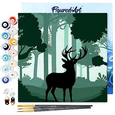 ART Mini Pintar por Números 20x20cm con marco para Adultos Ciervos alerta Manualidades con pintura acrílica Kit Cuadro DIY completo ART Mini Pintar por Números 20x20cm con marco para Adultos Ciervos alerta Manualidades con pintura acrílica Kit Cuadro DIY completo