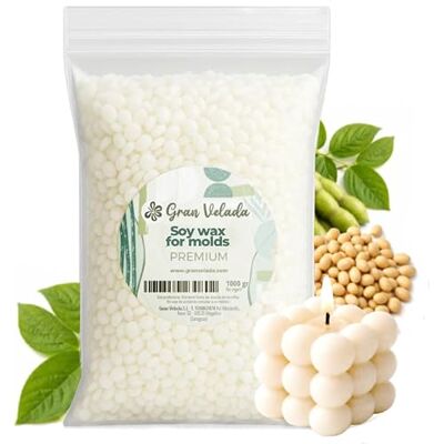 GRAN VELADA Cera de Soja para Moldes 5 Kg Cera Natural de Origen Vegetal para Velas Caseras Vegana para Moldes y Figuras Decorativas Alto punto de fusión GRAN VELADA Cera de Soja para Moldes 5 Kg Cera Natural de Origen Vegetal para Velas Caseras Vegana para Moldes y Figuras Decorativas Alto punto de fusión