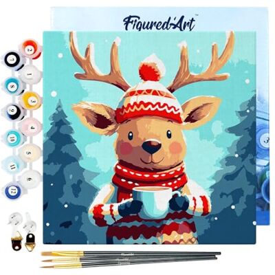 ART Mini Pintar por Números 20x20cm con marco para Adultos Reno acogedor Manualidades con pintura acrílica Kit Cuadro DIY completo ART Mini Pintar por Números 20x20cm con marco para Adultos Reno acogedor Manualidades con pintura acrílica Kit Cuadro DIY completo