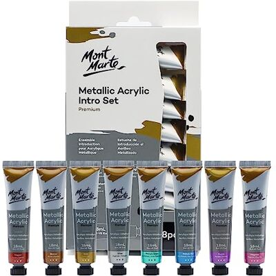 MONT MARTE Juego de 8 pinturas acrílicas metálicas de 18 ml MONT MARTE Juego de 8 pinturas acrílicas metálicas de 18 ml