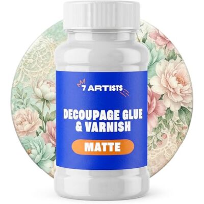7 Artists Barniz y Cola Decoupage Mate 500 ml – Cola para Decoupage Transparente para Papel de Arroz, Servilletas Pegamento para Decoración Madera, Vidrio, Cerámica y Manualidades 7 Artists Barniz y Cola Decoupage Mate 500 ml – Cola para Decoupage Transparente para Papel de Arroz, Servilletas Pegamento para Decoración Madera, Vidrio, Cerámica y Manualidades
