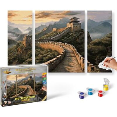 Schipper Pintura por números – La Gran Muralla China – Pinturas para Adultos, Incluye Pinceles y Pinturas acrílicas, tríptico, 50 x 80 cm Schipper Pintura por números – La Gran Muralla China – Pinturas para Adultos, Incluye Pinceles y Pinturas acrílicas, tríptico, 50 x 80 cm