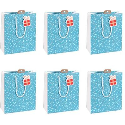 Eurowrap Clairefontaine – Juego de 6 bolsas de regalo Excellia – Tamaño mediano – 21,5 x 10,2 x 25,3 cm – 210 g – Diseño: lunares blancos, nieve, fondo azul, ideal para: libro, juego, pequeños Eurowrap Clairefontaine – Juego de 6 bolsas de regalo Excellia – Tamaño mediano – 21,5 x 10,2 x 25,3 cm – 210 g – Diseño: lunares blancos, nieve, fondo azul, ideal para: libro, juego, pequeños
