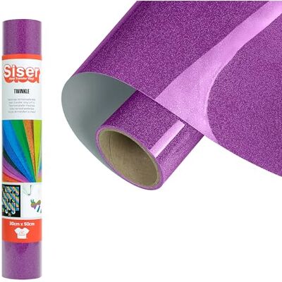 SISER ® Twinkle Purple Violeta, 30 cm x 0,5 m, vinilo termotransferible termoadhesivo con purpurina reflectante para la personalización de tejidos, ropa y accesorios, manualidades creativas, fácil de SISER ® Twinkle Purple Violeta, 30 cm x 0,5 m, vinilo termotransferible termoadhesivo con purpurina reflectante para la personalización de tejidos, ropa y accesorios, manualidades creativas, fácil de