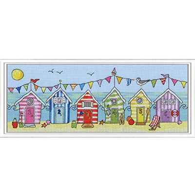 Bothy Threads Kamaca Kit de punto de cruz (37 x 15 cm), diseño de caseta de playa Bothy Threads Kamaca Kit de punto de cruz (37 x 15 cm), diseño de caseta de playa