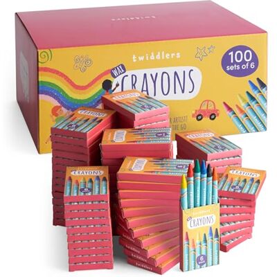 THE TWIDDLERS 100 Cajas de Crayones de Cera, 600 Total, 6 colores por Caja Crayón de Cera para los Niños, Perfecto para Aulas, Relleno de Bolsas de Fiesta, Artes y Manualidades, Restaurantes THE TWIDDLERS 100 Cajas de Crayones de Cera, 600 Total, 6 colores por Caja Crayón de Cera para los Niños, Perfecto para Aulas, Relleno de Bolsas de Fiesta, Artes y Manualidades, Restaurantes