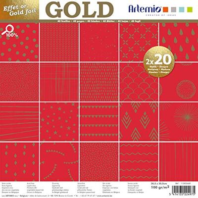 Artemio Set 40 páginas oro rojo Foil, papel, 30 x 30 cm Artemio Set 40 páginas oro rojo Foil, papel, 30 x 30 cm