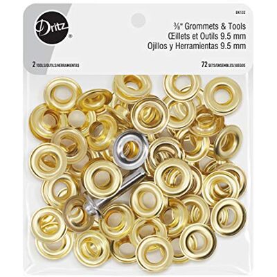 Dritz Ojales de 0,95 cm (3/8 pulgadas), oro incluye ojales y sujetadores de herramientas. Dritz Ojales de 0,95 cm (3/8 pulgadas), oro incluye ojales y sujetadores de herramientas.