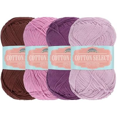 BambooMN JubileeYarn Cotton Select Hilo, peso deportivo, 50 g/madeja, tonos de morado, 4 madejas BambooMN JubileeYarn Cotton Select Hilo, peso deportivo, 50 g/madeja, tonos de morado, 4 madejas