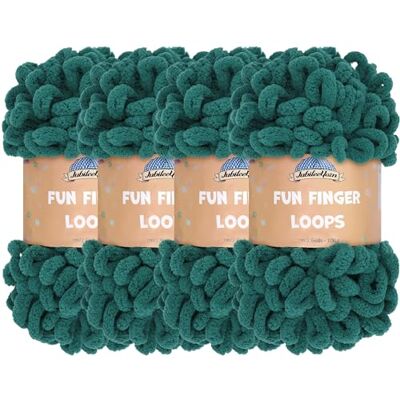 BambooMN JubileeYarn Fun Finger Loops Ovillo de hilo de poliéster Jumbo Weight Loop 100 g/madeja Jade 4 madejas BambooMN JubileeYarn Fun Finger Loops Ovillo de hilo de poliéster Jumbo Weight Loop 100 g/madeja Jade 4 madejas