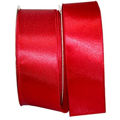 Reliant Ribbon Cinta de borde con cable de satén, 5,8 cm x 50 m, color escarlata Reliant Ribbon Cinta de borde con cable de satén, 5,8 cm x 50 m, color escarlata