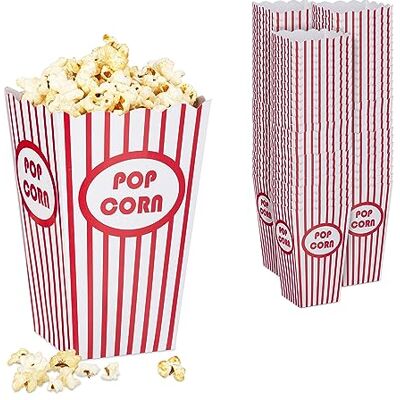 Relaxdays Cajas Palomitas, Set 72, a Rayas, Diseño Retro, Accesorios Noche Cine, Cartón, Recipiente Popcorn, Rojo/Blanco Relaxdays Cajas Palomitas, Set 72, a Rayas, Diseño Retro, Accesorios Noche Cine, Cartón, Recipiente Popcorn, Rojo/Blanco