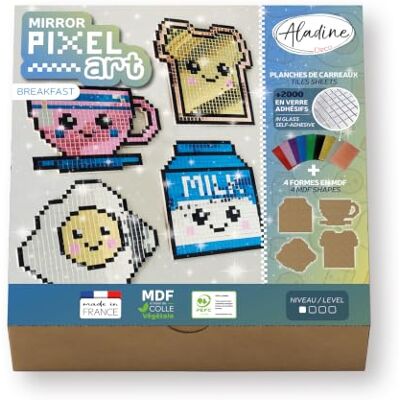 Aladine Kit decorativo para decoración de Pixel Art "Breakfast" (cuadrados), diseño de mosaico, adhesivo cuadrado, efecto espejo, pintura para manualidades Aladine Kit decorativo para decoración de Pixel Art "Breakfast" (cuadrados), diseño de mosaico, adhesivo cuadrado, efecto espejo, pintura para manualidades