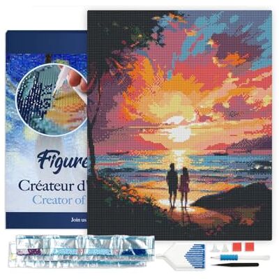 ART Diamond Painting Kit completo con marco Cuadro 40x50cm de Pintura de Diamante Bastidor montado diamantes cuadrados Pareja y Atardecer Colorido 5D DIY Manualidades Adultos ART Diamond Painting Kit completo con marco Cuadro 40x50cm de Pintura de Diamante Bastidor montado diamantes cuadrados Pareja y Atardecer Colorido 5D DIY Manualidades Adultos