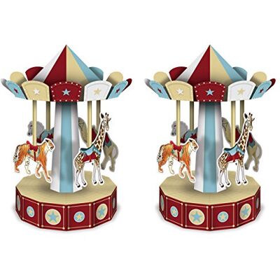 Beistle 3-D Vintage Circus Carrusel Centros de Mesa 2 Piezas, 10 Pulgadas, Multicolor Beistle 3-D Vintage Circus Carrusel Centros de Mesa 2 Piezas, 10 Pulgadas, Multicolor