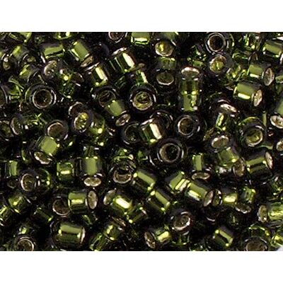 Toho Cuentas japonesas cilindro Treasure plateado verde oliva 3,3mm.8/0 100gr. Toho Cuentas japonesas cilindro Treasure plateado verde oliva 3,3mm.8/0 100gr.