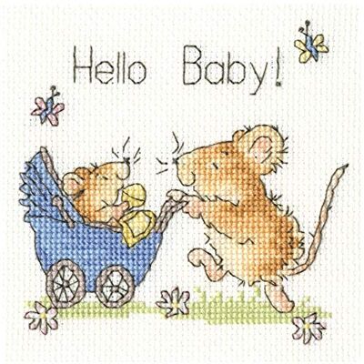 Bothy Threads Kit de tarjeta de punto de cruz, diseño de Hello Baby! Bothy Threads Kit de tarjeta de punto de cruz, diseño de Hello Baby!