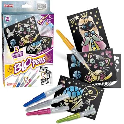 Lansay Blopens Set Metallic Dibujar y Crear en Casa Desde 5 Años Rotuladores de Soplo 5 Tintas Metalizadas, Plantillas y Hojas Negras Brillo sobre Fondo Oscuro Efecto Aerógrafo Lansay Blopens Set Metallic Dibujar y Crear en Casa Desde 5 Años Rotuladores de Soplo 5 Tintas Metalizadas, Plantillas y Hojas Negras Brillo sobre Fondo Oscuro Efecto Aerógrafo