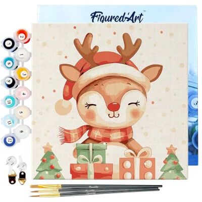 ART Mini Pintar por Números 20x20cm con marco para Adultos Reno festivo Manualidades con pintura acrílica Kit Cuadro DIY completo ART Mini Pintar por Números 20x20cm con marco para Adultos Reno festivo Manualidades con pintura acrílica Kit Cuadro DIY completo