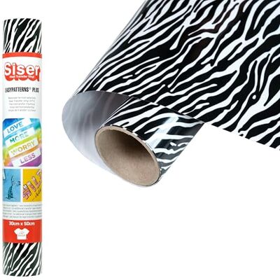 SISER ® Easypatterns PLUS Zebra, 30 cm x 0,5 m, vinilo termoadhesivo para la personalización de ropa, accesorios y tapicería, material para manualidades SISER ® Easypatterns PLUS Zebra, 30 cm x 0,5 m, vinilo termoadhesivo para la personalización de ropa, accesorios y tapicería, material para manualidades