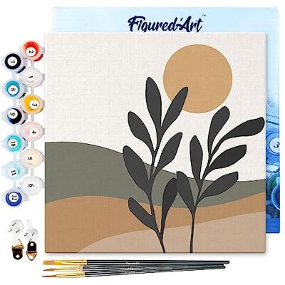 ART Mini Pintar por Números 20x20cm con marco para Adultos Paisaje y planta Manualidades con pintura acrílica Kit Cuadro DIY completo ART Mini Pintar por Números 20x20cm con marco para Adultos Paisaje y planta Manualidades con pintura acrílica Kit Cuadro DIY completo