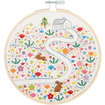 Trimits Kit de bordado con bastidor: diseño Floral Journey sobre tela de algodón preimpresa (25 x 25 cm) con base de fieltro, hilo, aguja e instrucciones Trimits Kit de bordado con bastidor: diseño Floral Journey sobre tela de algodón preimpresa (25 x 25 cm) con base de fieltro, hilo, aguja e instrucciones