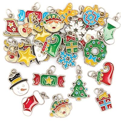 Baker Ross Brazaletes con Dijes de Navidad Paquete de 30, Perfectos para la Fabricación de Joyas para Niños, Actividades Artesanales o Fiestas de Cumpleaños Baker Ross Brazaletes con Dijes de Navidad Paquete de 30, Perfectos para la Fabricación de Joyas para Niños, Actividades Artesanales o Fiestas de Cumpleaños