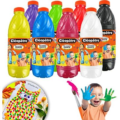 Cléopâtre Primer Gouache Baby 2-en-1-Pintura 8 Pintar con pincel, 1 l, pintura para el dedo, lavable para niños, a partir de 2 años, colores surtidos, 1 litro, juego de 1000 piezas Cléopâtre Primer Gouache Baby 2-en-1-Pintura 8 Pintar con pincel, 1 l, pintura para el dedo, lavable para niños, a partir de 2 años, colores surtidos, 1 litro, juego de 1000 piezas