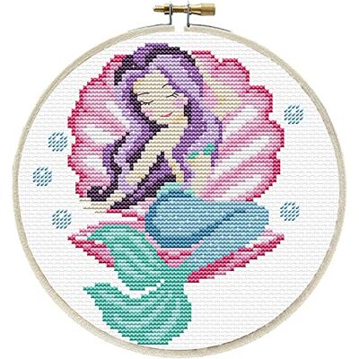 Pracht Creatives Hobby Ladybird Kit de punto de cruz con marco de bordado (15,2 cm de diámetro), diseño de sirena Pracht Creatives Hobby Ladybird Kit de punto de cruz con marco de bordado (15,2 cm de diámetro), diseño de sirena