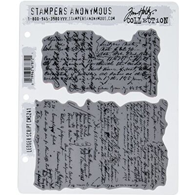 Stampers Anonymous Tim Holtz Cling Stamps 7"X8.5"-Ledger Script Stampers Anonymous Tim Holtz Cling Stamps 7"X8.5"-Ledger Script