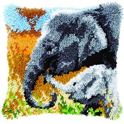 Vervaco Kit Cojin Gancho De Pestillo Cojin Decorativo Elefante con BEBÉ DIY Manualidades Adultos Set Creativo Regalo Bordado Kit Principiantes ca. 40 x 40 cm Latch Hook Embroidery Vervaco Kit Cojin Gancho De Pestillo Cojin Decorativo Elefante con BEBÉ DIY Manualidades Adultos Set Creativo Regalo Bordado Kit Principiantes ca. 40 x 40 cm Latch Hook Embroidery