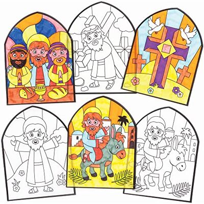 Baker Ross Karwoche Bilder zum Ausmalen 18 Stück, Malvorlagen mit Buntglaseffekt für Kinder zum Basteln und ans Fenster Kleben () Baker Ross Karwoche Bilder zum Ausmalen 18 Stück, Malvorlagen mit Buntglaseffekt für Kinder zum Basteln und ans Fenster Kleben ()