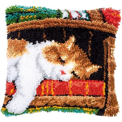 Vervaco Kit Cojin Gancho De Pestillo Cojin Decorativo GATO DURMIENDO DIY Manualidades Adultos Set Creativo Regalo Bordado Kit Principiantes ca. 40 x 40 cm Latch Hook Embroidery Vervaco Kit Cojin Gancho De Pestillo Cojin Decorativo GATO DURMIENDO DIY Manualidades Adultos Set Creativo Regalo Bordado Kit Principiantes ca. 40 x 40 cm Latch Hook Embroidery