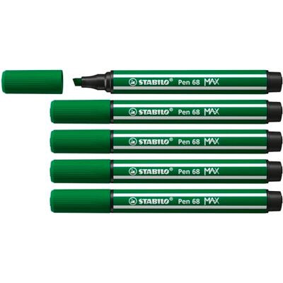 STABILO rotulador premium con punta biselada gruesa Pen 68 MAX pack de 5, verde esmeralda STABILO rotulador premium con punta biselada gruesa Pen 68 MAX pack de 5, verde esmeralda