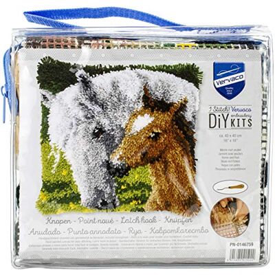 Vervaco Kit Cojin Gancho De Pestillo Cojin Decorativo YEGUA con Potro DIY Manualidades Adultos Set Creativo Regalo Bordado Kit Principiantes ca. 40 x 40 cm Latch Hook Embroidery Vervaco Kit Cojin Gancho De Pestillo Cojin Decorativo YEGUA con Potro DIY Manualidades Adultos Set Creativo Regalo Bordado Kit Principiantes ca. 40 x 40 cm Latch Hook Embroidery
