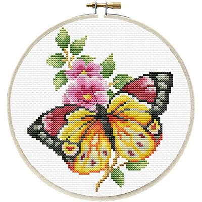 Pracht Creatives Hobby Ladybird Kit de punto de cruz con marco de bordado (15,2 cm de diámetro), diseño de mariposas Pracht Creatives Hobby Ladybird Kit de punto de cruz con marco de bordado (15,2 cm de diámetro), diseño de mariposas